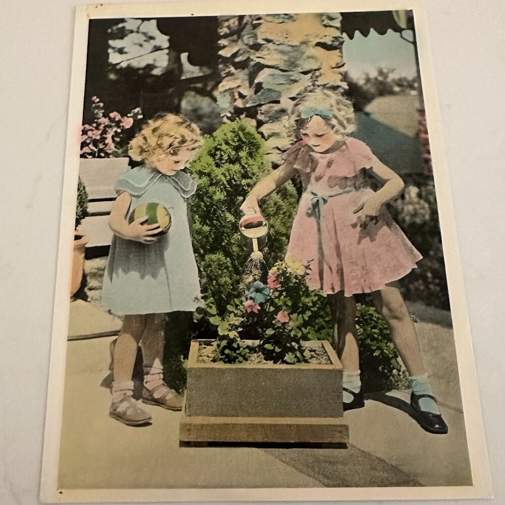 Vintage Hand Painted Photo Calendar Print "Nature's Little Helpers"